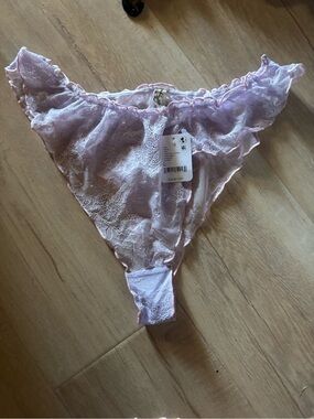 Free People Lavender Lace Ruffle Thong Panty